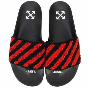 Off-White Poolside Black and Red Striped Slides (No Box) SZ 42 / sz 9